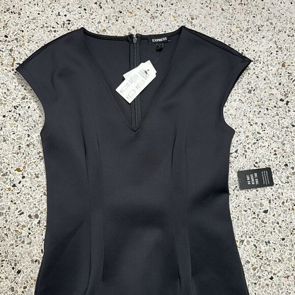 NWT Express Supersoft Double Knit Dress black cap sleeve small s - Picture 3 of 7